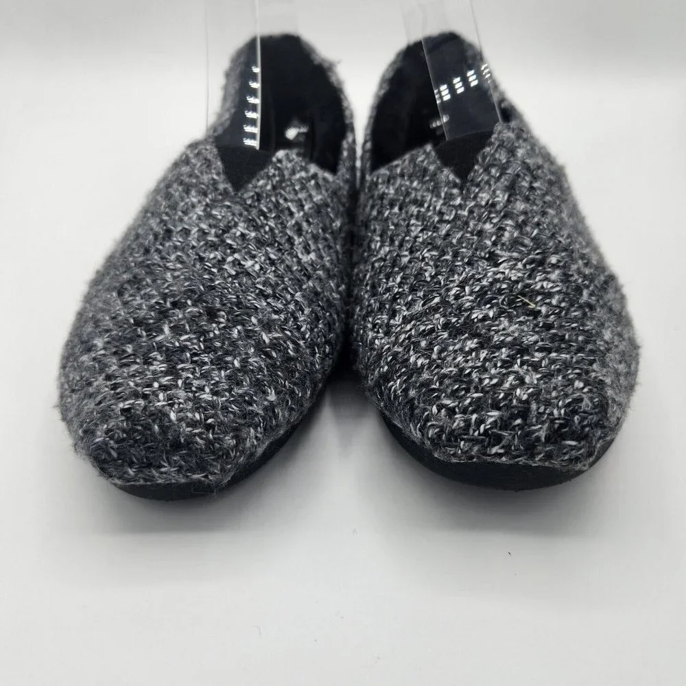 Toms Alpargata Charcoal Gray Black Sweater Fur Inside Leather Sole Shoe 8.5 - Picture 5 of 8
